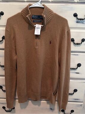 NWT Vintage Polo Ralph Lauren Cotton 1/4 Zip Pullover Sweater Medium